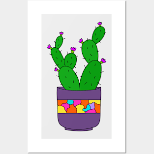 Cute Cactus Design #202: Pretty Cacti Bunch In Lovely Pot Posters and Art